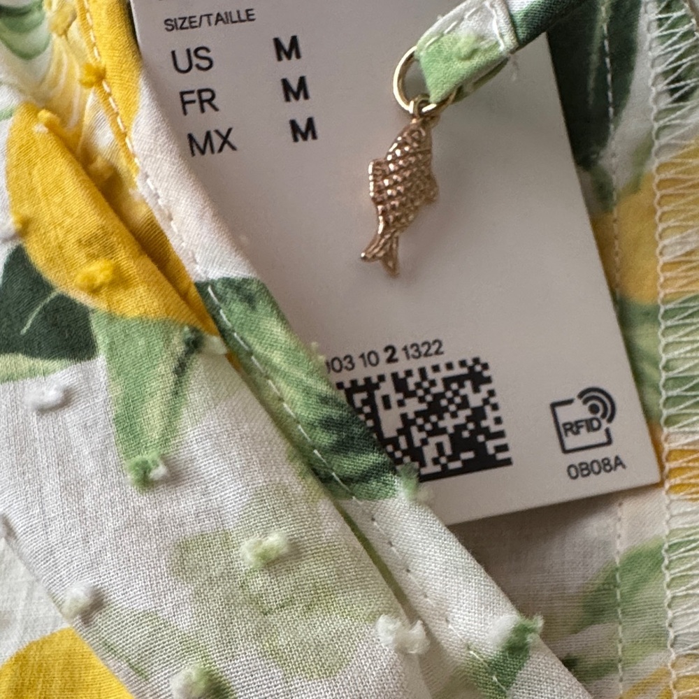 NEW H&M Plumeti Lemon Print Dress US M Medium Sold Out Resort Summer Floral - Picture 4 of 6